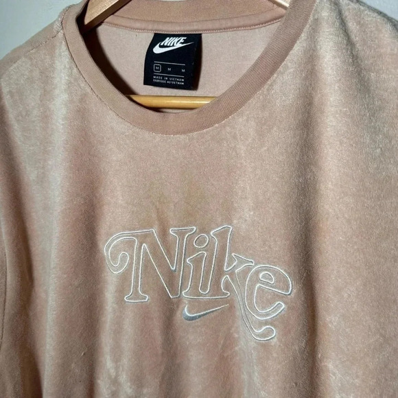 Nike peachy pink spell out crewneck velour M - Picture 5 of 5